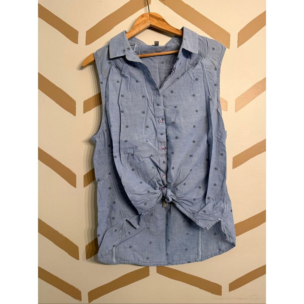 Horny Toad Crater Lake Rizzo Button-up Organic Cotton Sleeveless Shirt XL